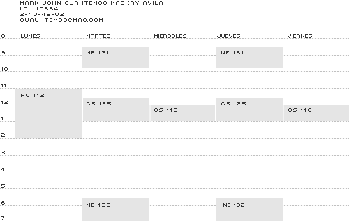 Horario de séptimo semestre
