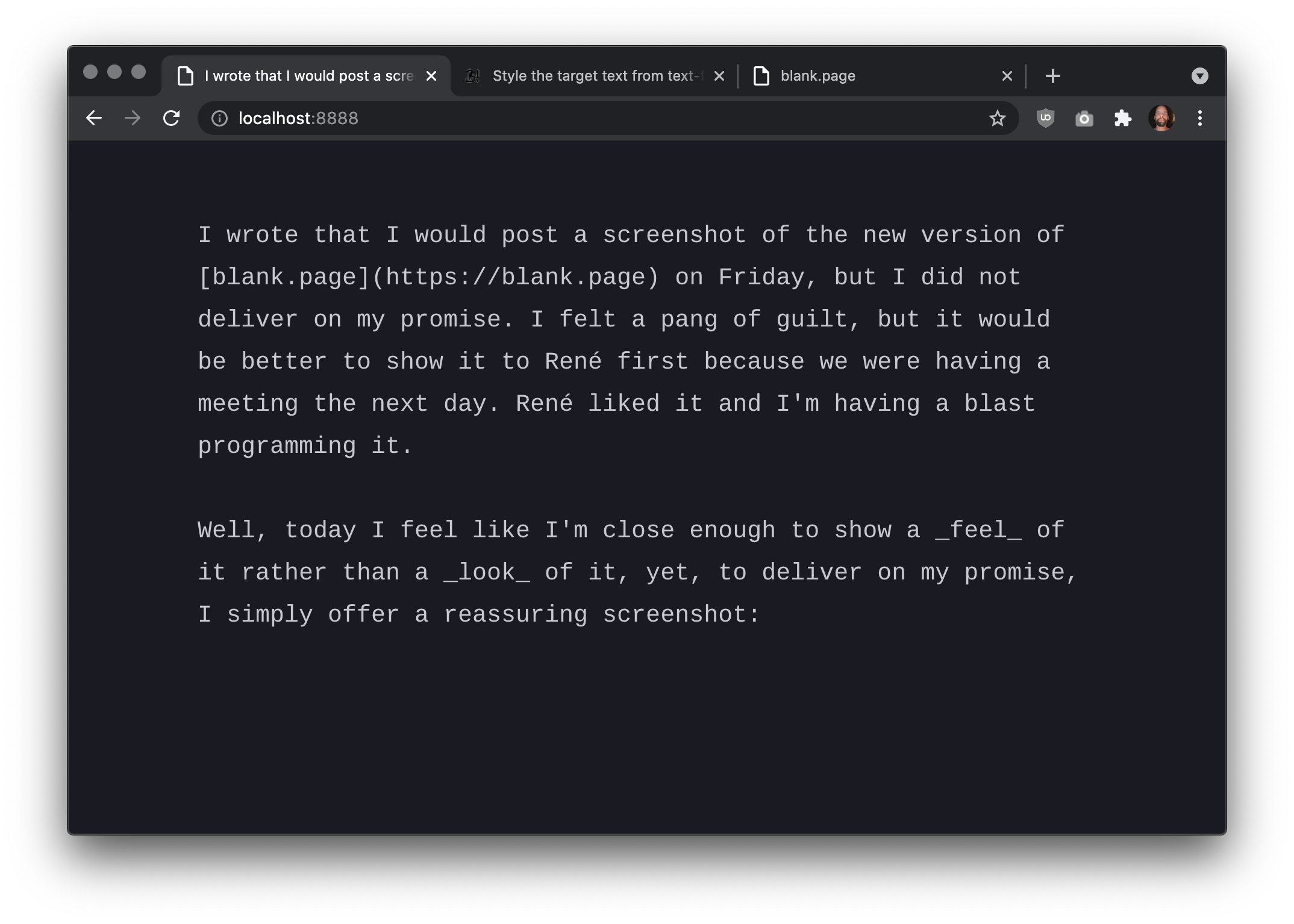 screenshot of blank.page